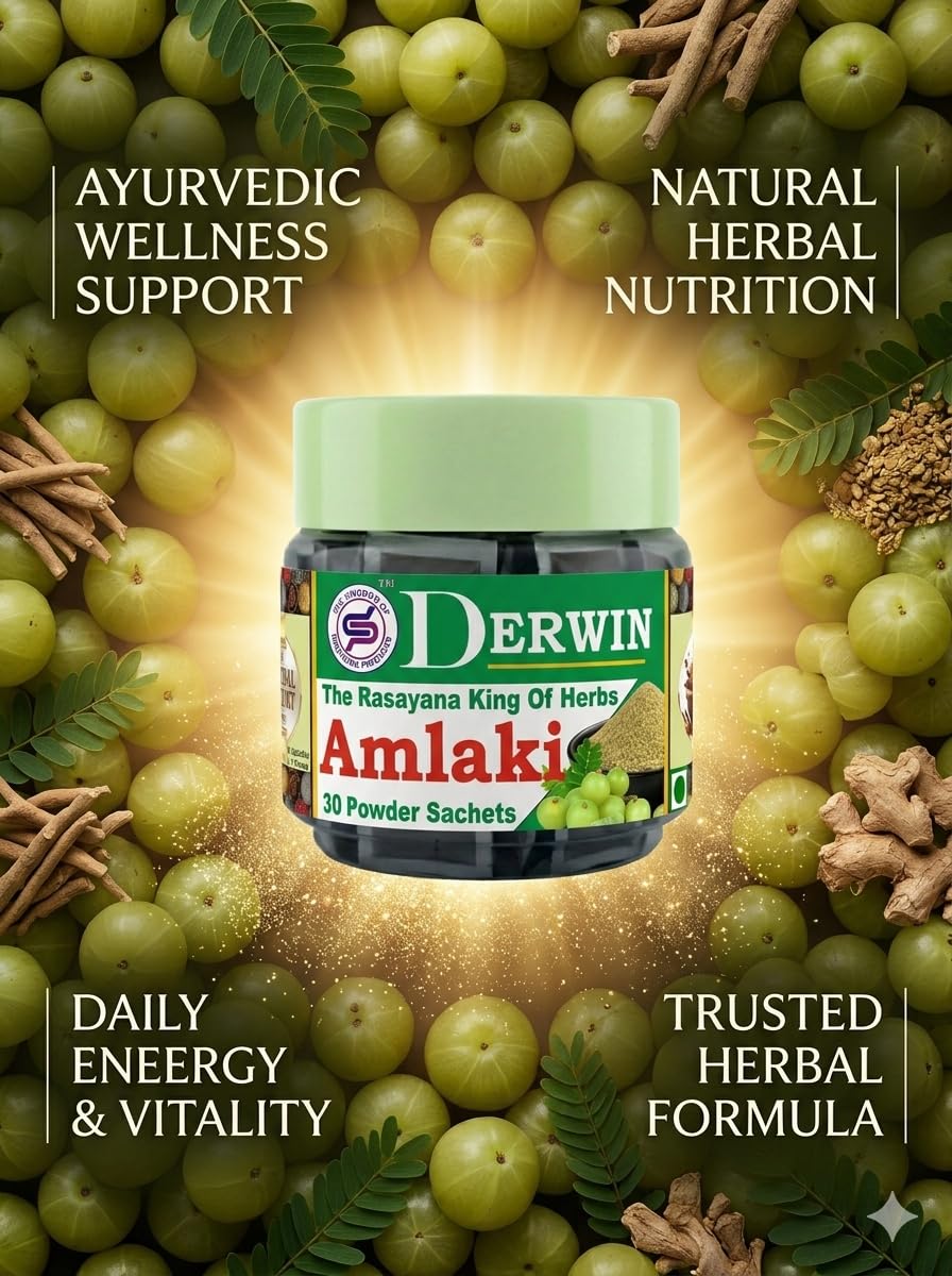 DERWIN Amla Micronised Powder | The Rasayana King | 100% Pure Indian Gooseberry Powder | Rich In Vitamin C | 210g - 30 Sachets (Full Month Pack)