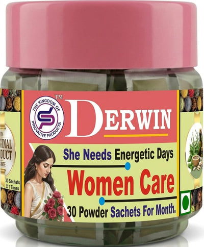 DERWIN Woman Care Powder | 100% Herbs & 0% Sugar | PCOD & Hormonal Balance Support | Ashoka Chaal, Shatavari & Lodhra | 210g - 30 Sachets (Full Month Pack)