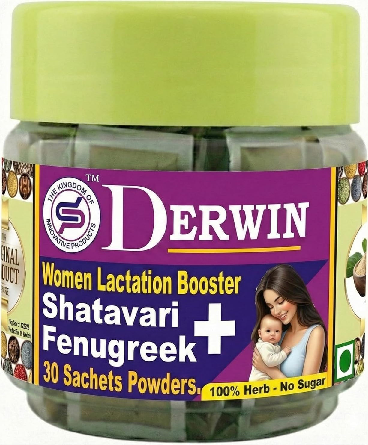 DERWIN Shatavari & Fenugreek Powder - Women’s Lactation & Hormone Balancer (210g | 30 Sachets)