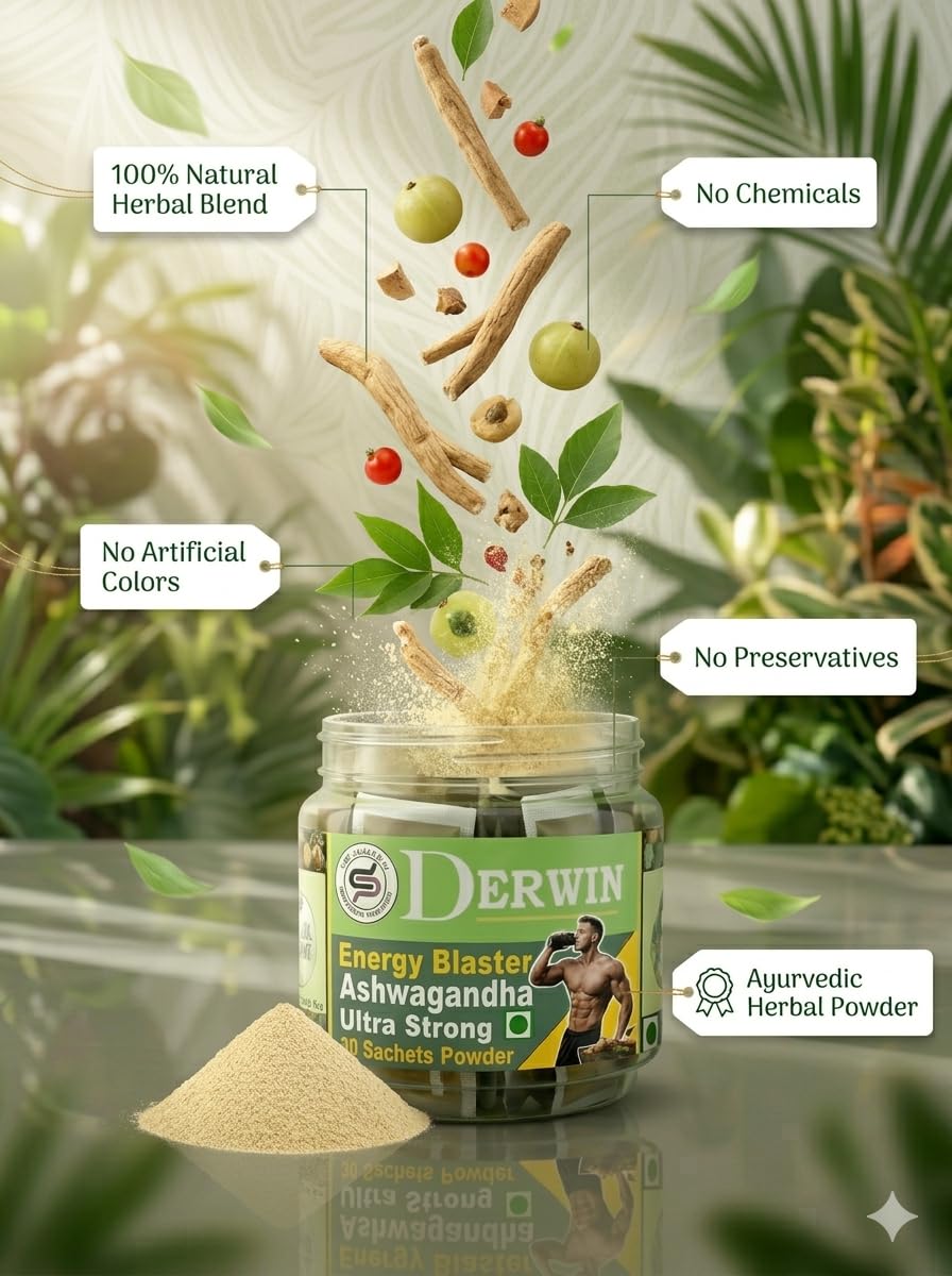 DERWIN Energy Blaster Ashwagandha Ultra Strong - Stamina & Power Booster (210g | 30 Sachets)