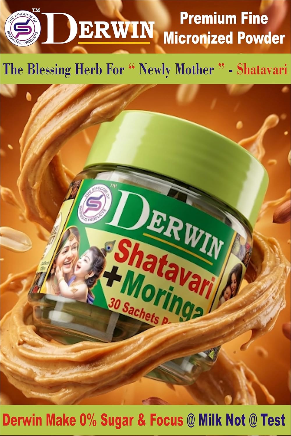DERWIN Satavari & Moringa Micronised Powder - Ultimate Mother's Milk Booster (210g | 30 Sachets)