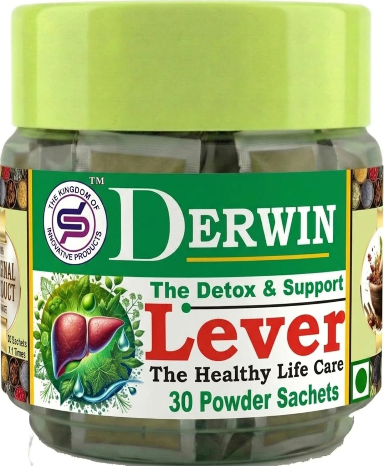 DERWIN Liver Detox Powder | Herbal Organ Cleaning Support | Bhumi Amla, Rohitak & Daru Haridra | Natural Liver Cleanser & Detoxifier | 210g - 30 Sachets (Full Month Pack)